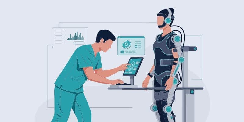 clinician working with patient on physical therapy